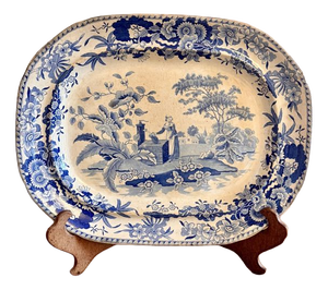 Antique Victorian Blue and White Meat Platter, 1890