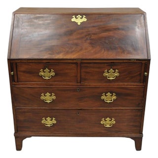 Antique 19th C. Chippendale George III Mahogany Slant Front Secretary Desk For Sale