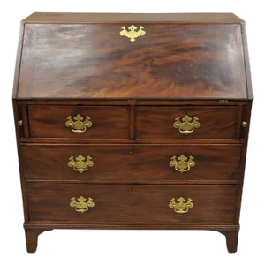 Antique 19th C. Chippendale George III Mahogany Slant Front Secretary Desk