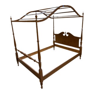 Mid 20th Century Ethan Allen Four Post Maple Canopy Bed Nutmeg Finish For Sale