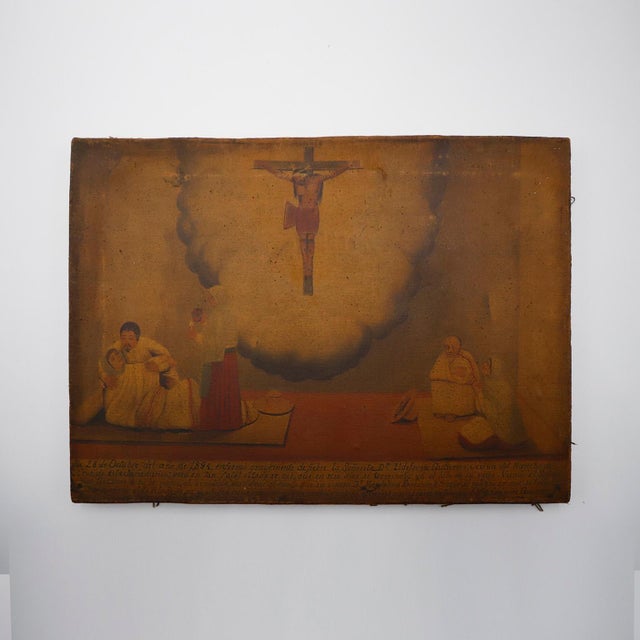 Set of three Mexican Retablos "Exvotos" Reproduction For Sale - Image 16 of 17