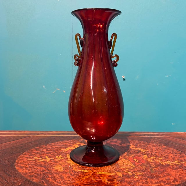 Antique Ruby Red Murano Glass Vase by Vittorio Zecchin for Cappellin, 1920s For Sale - Image 17 of 17
