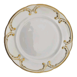 Lot of 5 Antique Coalport 24k Gold White Dinner Plates England 8.5"dia. C 1910.