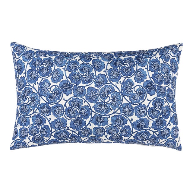 The House Of Scalamandré May Lumbar Pillow In Cobalt For Sale