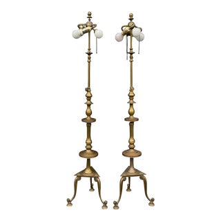 Victorian Solid Brass Extendable Floor Lamp-A Pair For Sale