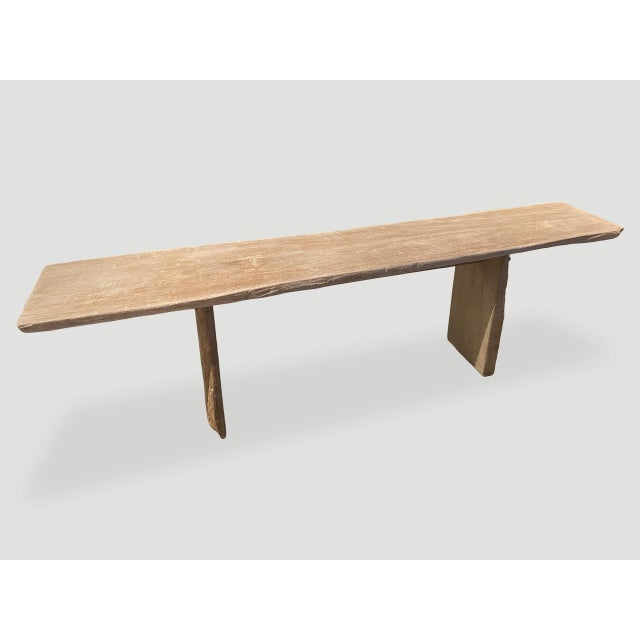 Andrianna Shamaris Live Edge Bleached Teak Wood Console Table For Sale In New York - Image 6 of 18