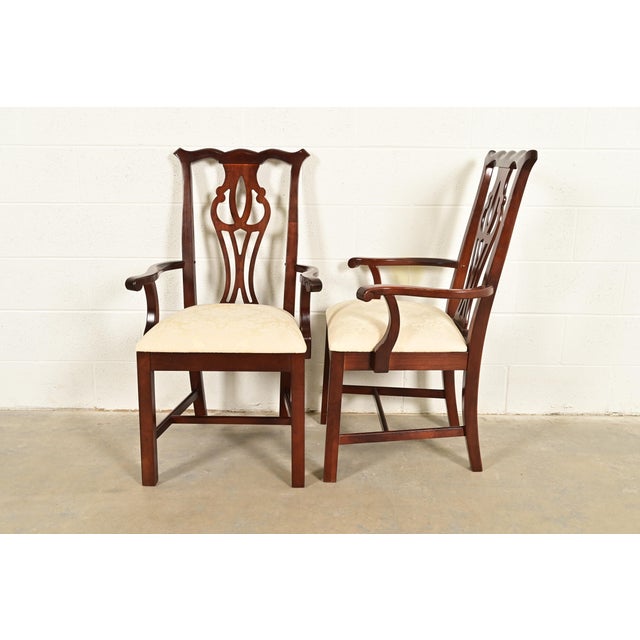 Thomasville Georgian Carved Mahogany Armchairs, Pair For Sale - Image 9 of 13
