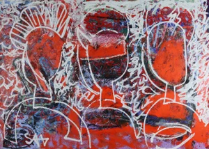 Sax Berlin Guardian Angels, New York's Finest. Acrylic painting on Canvas 2019