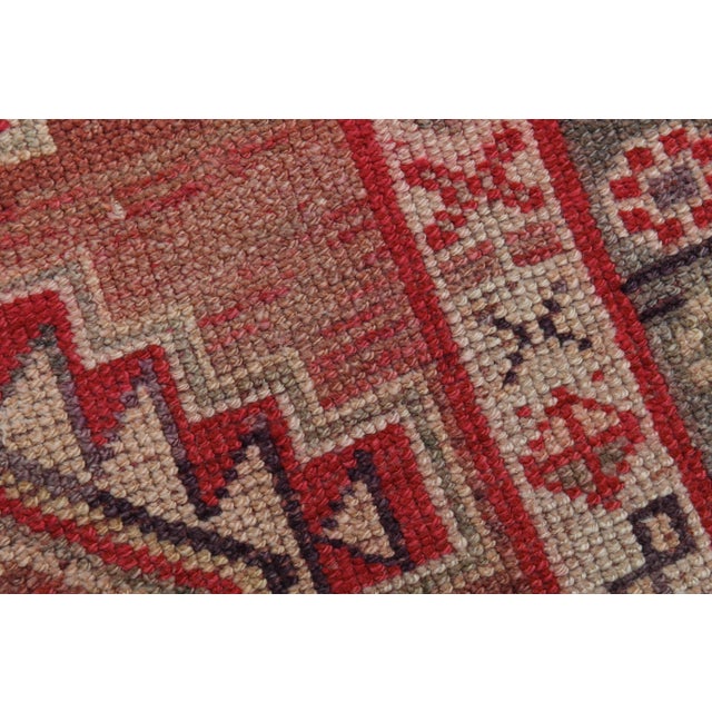 1970s Vintage Turkish Oushak Handmade Wool Cotton Pink Runner Rug For Sale - Image 9 of 11