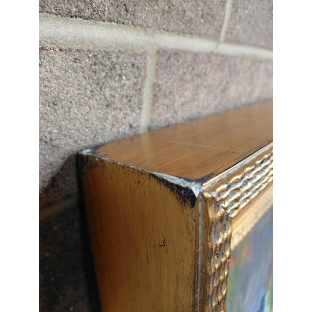 Late 20th Century Framed Signed Greg Singley Irises in Lavender and Gold Oil on Canvas For Sale - Image 12 of 12