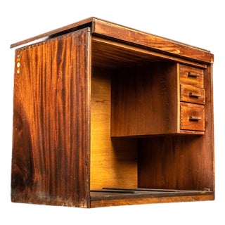 Mid-20th Century Solid Mahogany Diaform Wheel Dresser Machinist’s Chest For Sale