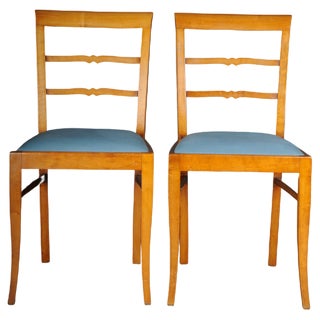 Set of Vintage Biedermeier Chairs in Birch For Sale