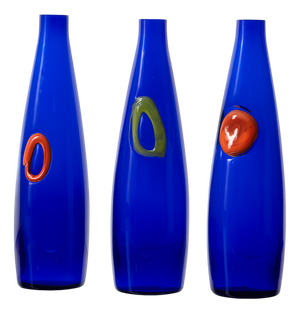 Vintage Czechoslovakian Blue Glass Vases, 1970s, Set of 3