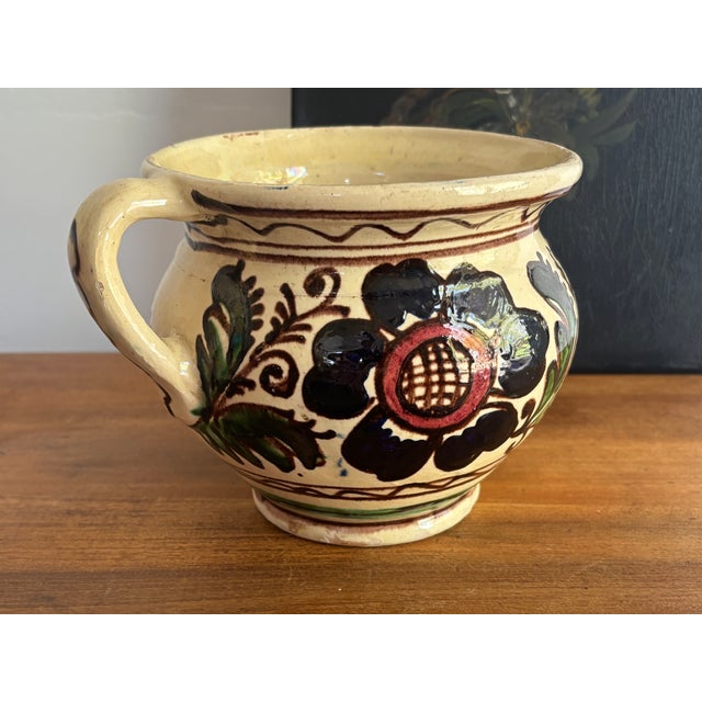 Ceramic Midcentury Rustic European Pot With Handle For Sale - Image 7 of 7