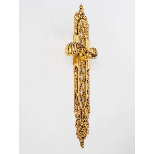 Metal Monumental 15" Vintage Baroque Lattice Cast Brass Door Handles - Matching Set of 4 Pairs For Sale - Image 7 of 8