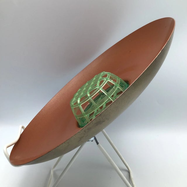 1960s Metal Ikebana Vase With Locking Removable Plastic Frog For Sale - Image 5 of 13