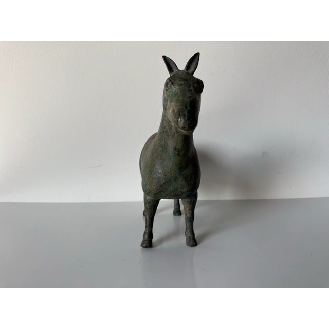 Verdigris Vintage Bronze Horse Sculpture With Aged Verdigris Patina/Sold For Sale - Image 8 of 11