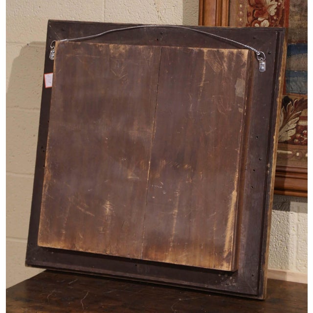 Tan 19th French Painted Faience Platter in Carved Oak Frame Signed G. Asselineau For Sale - Image 8 of 8