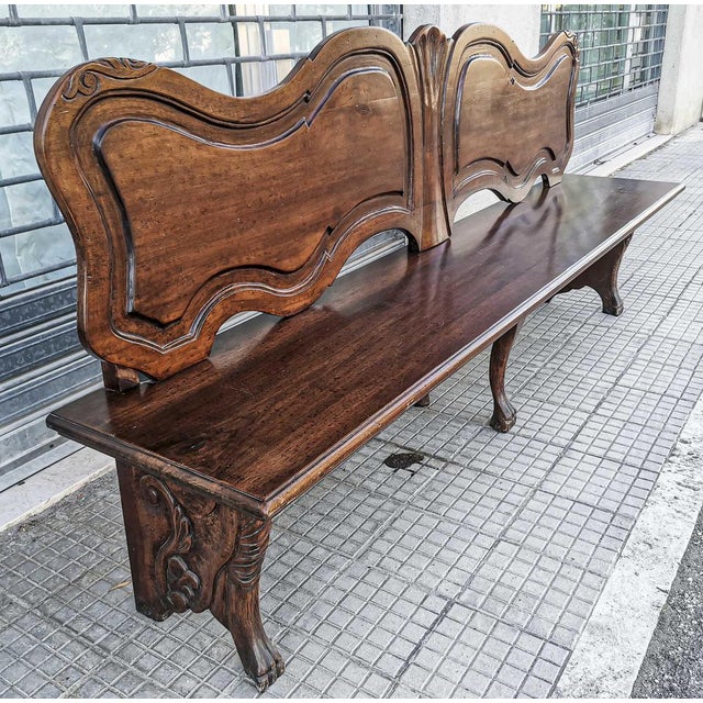 Wooden Bench with Lion Paws in Solid Wood, Italy, 1950s For Sale - Image 3 of 10