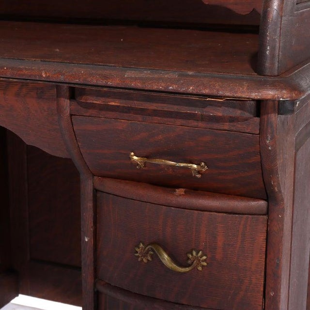 Antique Rj Horner Oak Ladies Roll Top Desk C1910 For Sale - Image 4 of 18