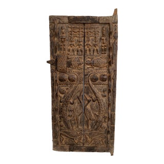 Dogon Door W/Crocodiles/Turtles Mali African 53"h For Sale