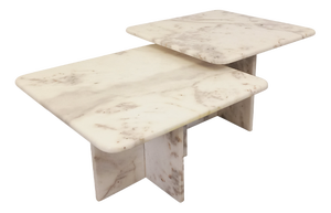 Vintage Nesting Tables in White Marble, 1970s, Set of 2