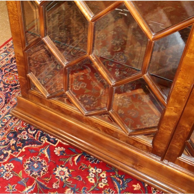 Francesco Molon V23 Italian Burl Wood Beveled Glass Display Cabinet For Sale - Image 16 of 17