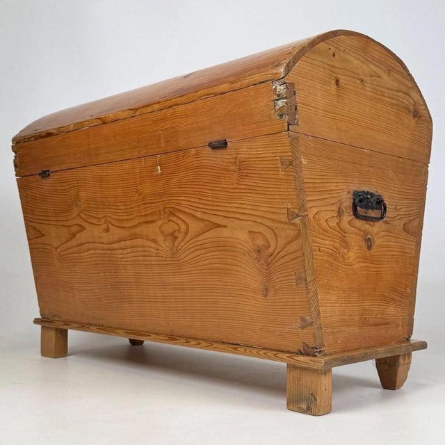 Brown Antique English Pine Dome-Top Storage Chest, 1800s For Sale - Image 8 of 12