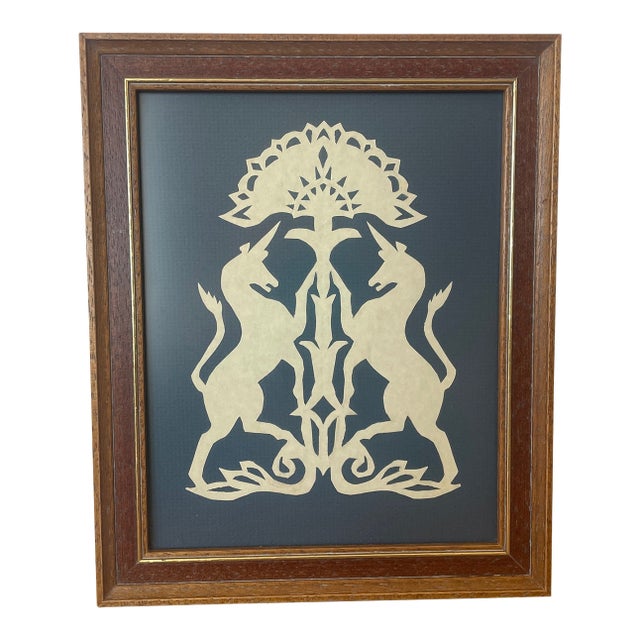 Mid 20th Century Cut Paper Collage, Framed For Sale