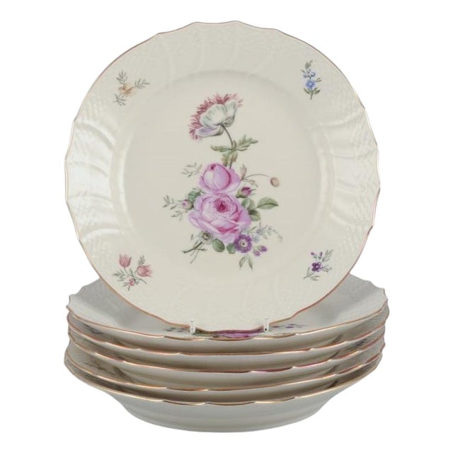 Frijsenborg Luncheon Plates in Hand-Painted Porcelain from Royal Copenhagen, 1950s, Set of 6 For Sale