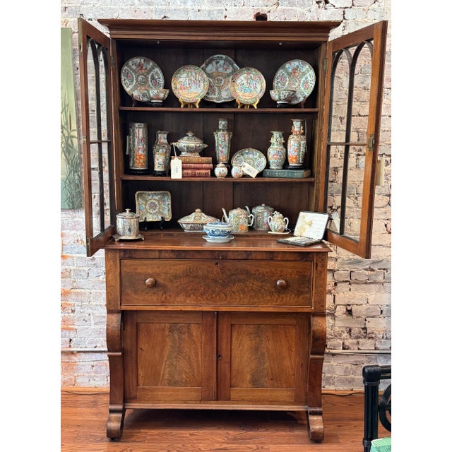 Empire Late 1800's Walnut Butler's Secretary Desk For Sale - Image 6 of 16