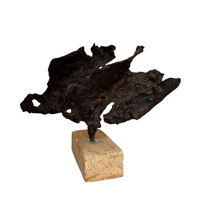 Zvi Aldouby, Brutalist Israeli Bronze Abstract Sculpture Wave Form Zvi Aldouby, c.1950's -1960's For Sale - Image 10 of 18