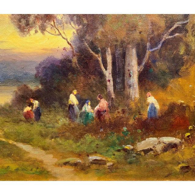 Alexis Matthew Podchernikoff "Picnic by the Pond" Santa Barbara Sunset - Monumental 1920s Oil Painting For Sale In Los Angeles - Image 6 of 13