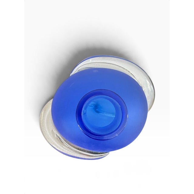 1980s Signed Marino Santi Murano Blue Glass Vase For Sale In Los Angeles - Image 6 of 15