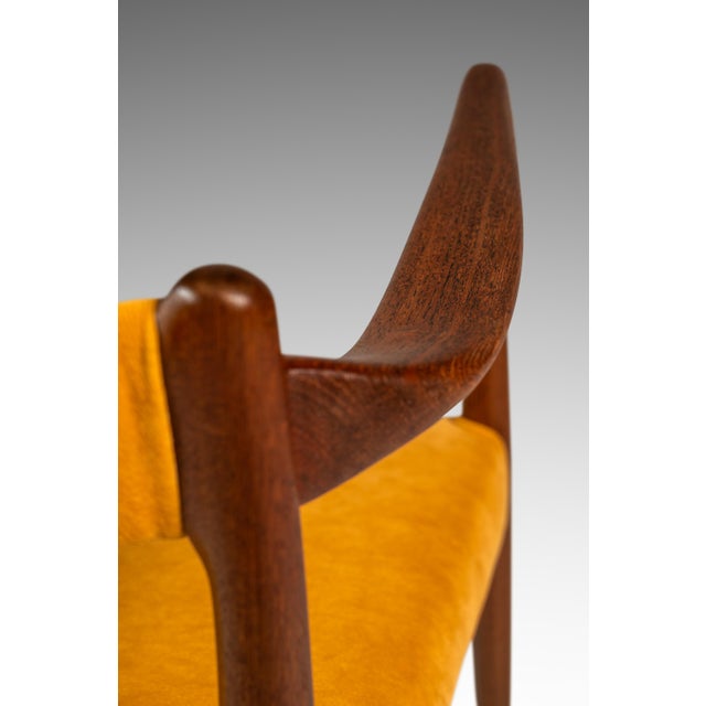 Danish Mid-Century Modern Sculpted Armchair in Teak & Velour Attributed to Helge Vestergaard Jensen for Peder Pederse, Denmark, Circa 1960s For Sale - Image 11 of 12