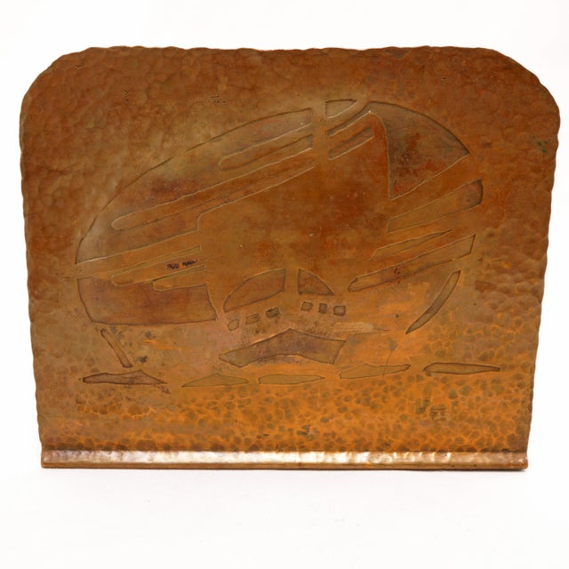 Arts & Crafts Pair of Arts and Crafts Copper Bookends Viking Ship Circa 1920 For Sale - Image 3 of 8
