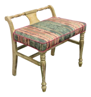 Early 1900s Shabby Chic Distressed Painted Vanity Stool Bench