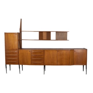 Vintage Teak Wall System Sideboard, Italy, 1960s For Sale