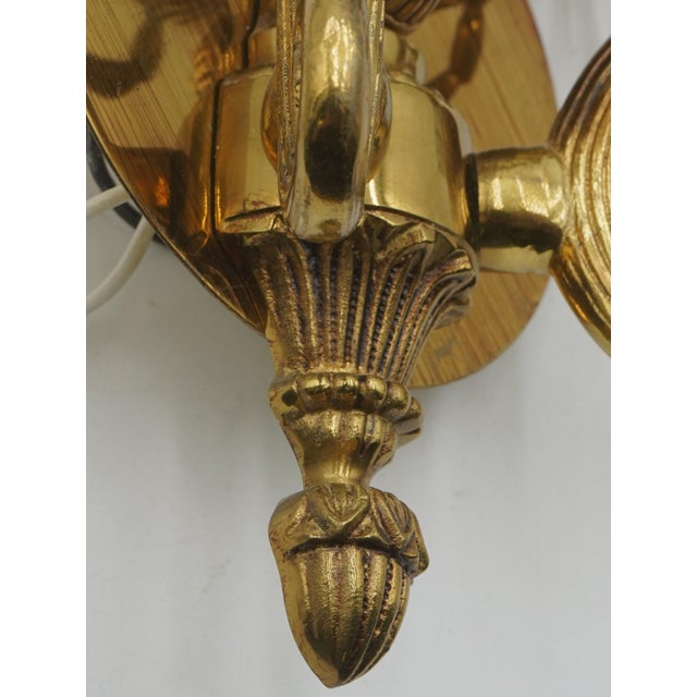 Metal 1960s Pair Brass French Regency Style Lighted Wall Sconces For Sale - Image 7 of 9