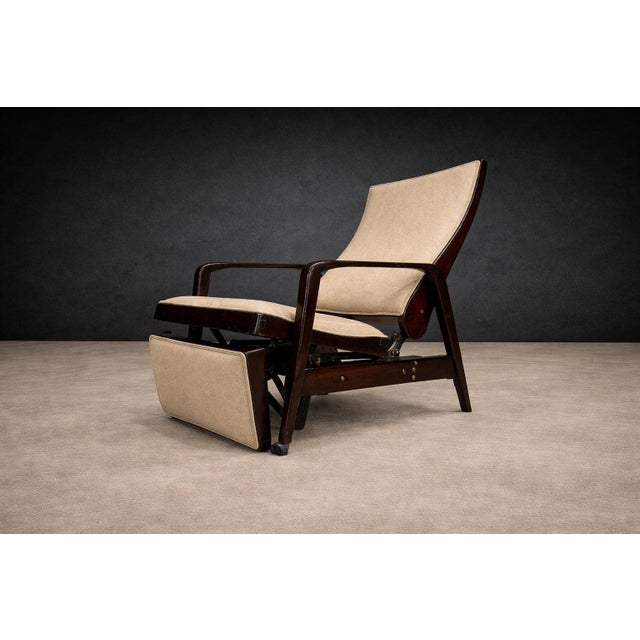 Reclining Sun Chaise Lounge in Hardwood and Ultrasuede by Walter Gerdau, Brazil, 1940s - Lot 82A For Sale - Image 9 of 15