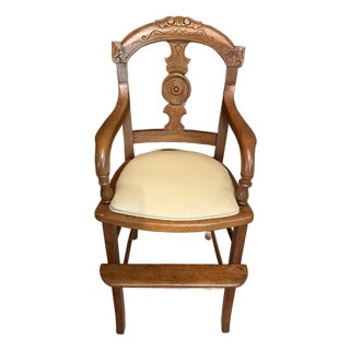 Antique Eastlake Victorian Style Carved Walnut Youth Chair For Sale