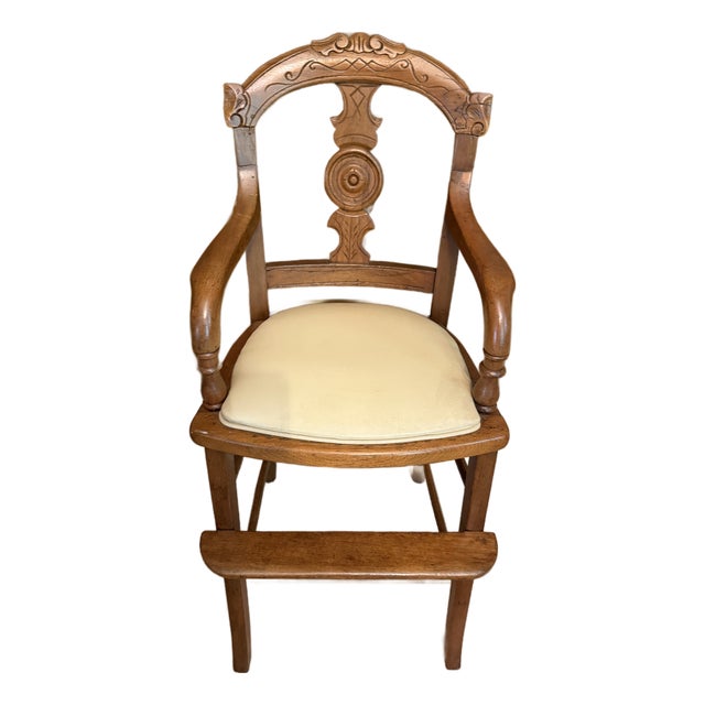 Antique Eastlake Victorian Style Carved Walnut Youth Chair For Sale