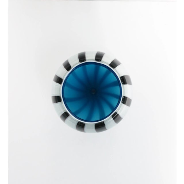 White Italian Murano Art Glass Vase in Black and White For Sale - Image 8 of 11