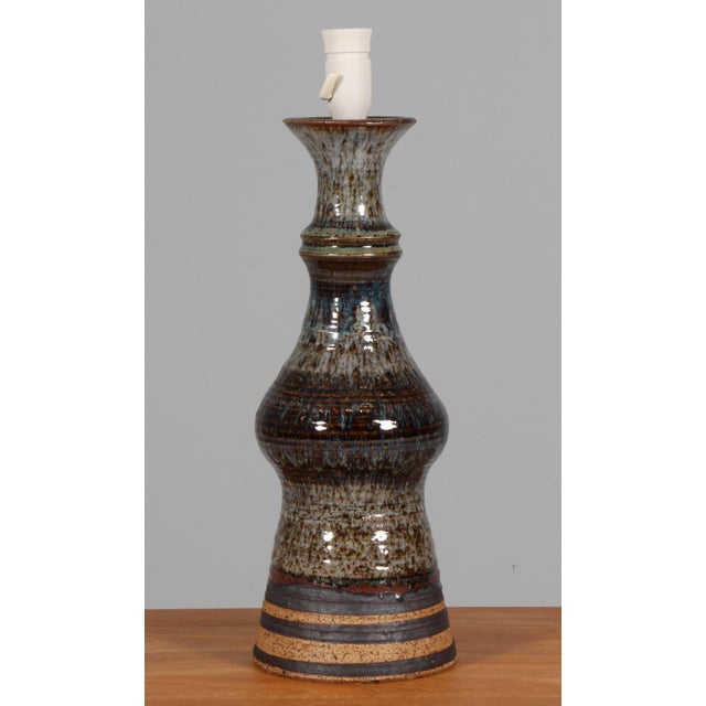 Ceramic Large Danish Partly Glazed Stoneware Table Lamp, 1960s For Sale - Image 7 of 7