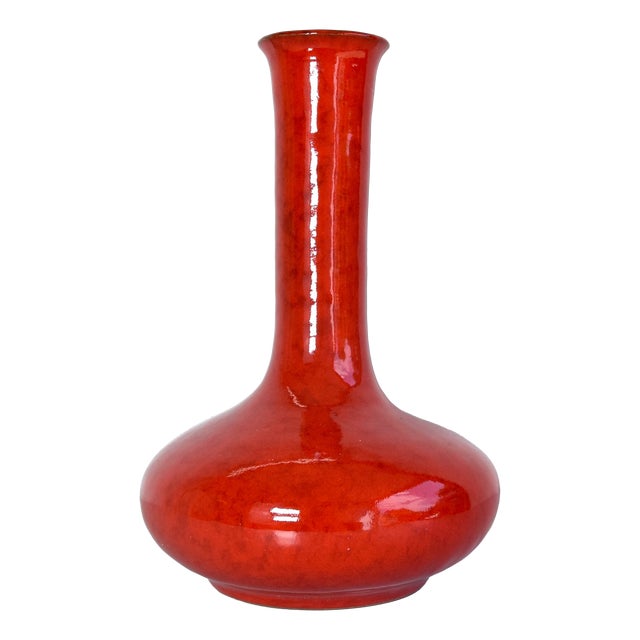 Vintage Ceramic Red Vase from Scheurich Keramik, 1960s For Sale