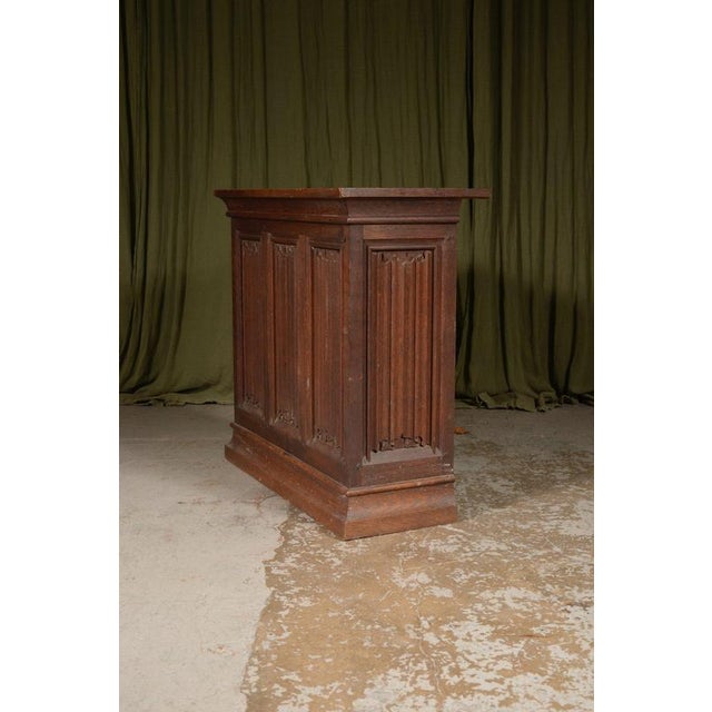 Victorian Linenfold Panelled Oak Console Table, 1870s For Sale - Image 3 of 8