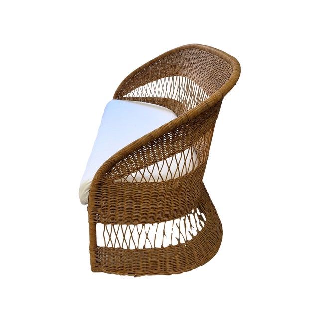 Mid 20th Century Vintage Mid-Century Coastal Boho Woven Wicker and Rattan Loveseat Settee For Sale - Image 5 of 5