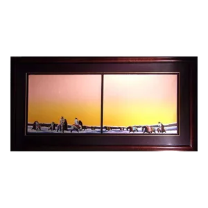 Earl Biss "Horse Thieves at Dawn" Peach Color Sky Custom Frame Hand Signed Print