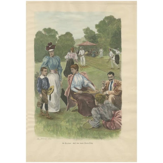 A Day on the Lawn Tennis Court, 1895, Paper For Sale