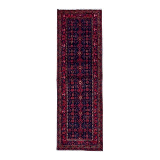 Antique Persian Hamadan Hand-Knotted Runner 3'6" X 12'9" For Sale